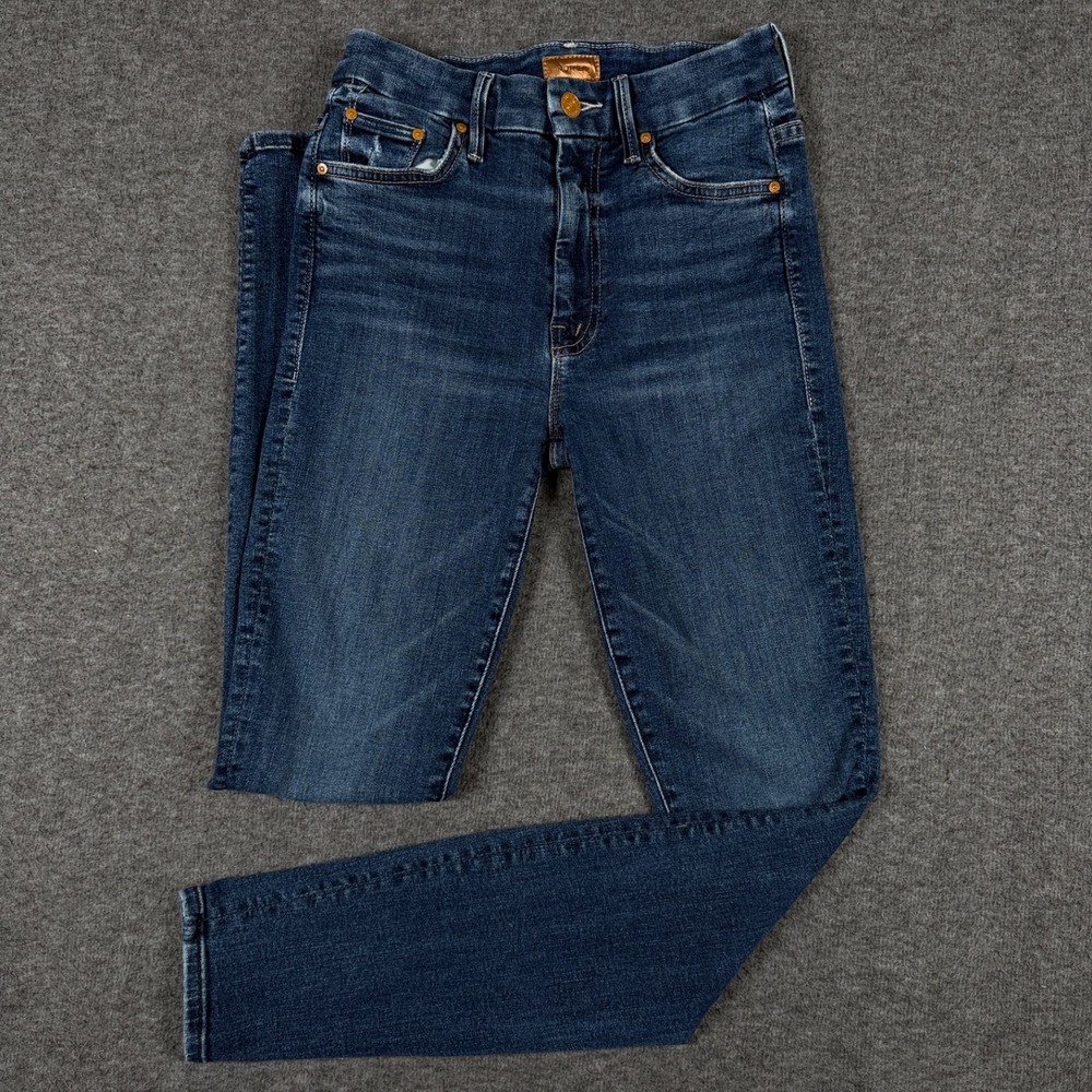 Mother High Waisted Looker Skinny Jeans Teaming Up Blue Denim 25 1221-104